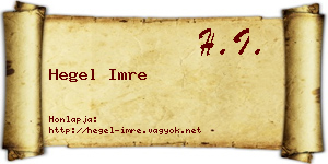 Hegel Imre névjegykártya